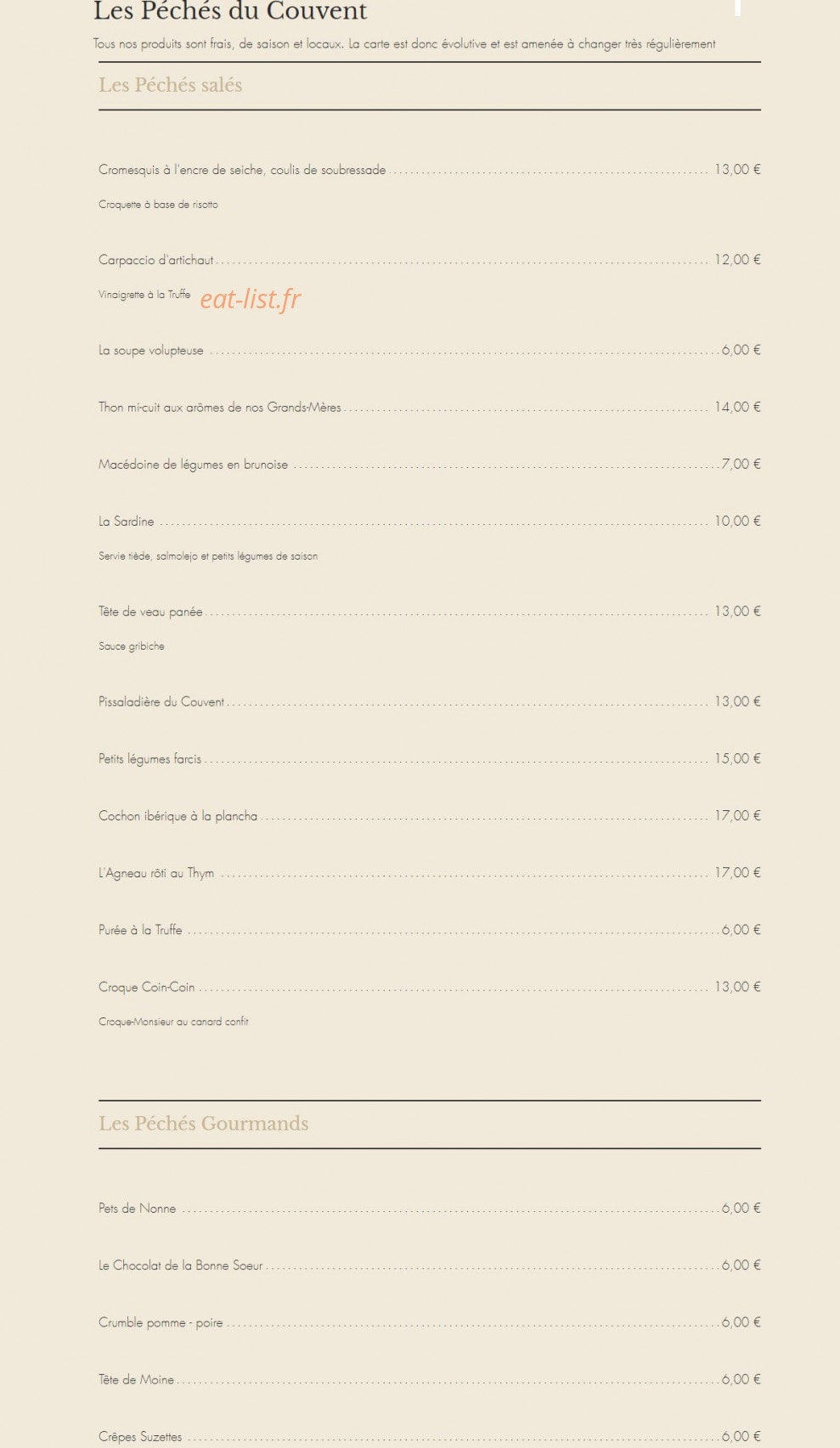 Au Couvent — carte page 1
