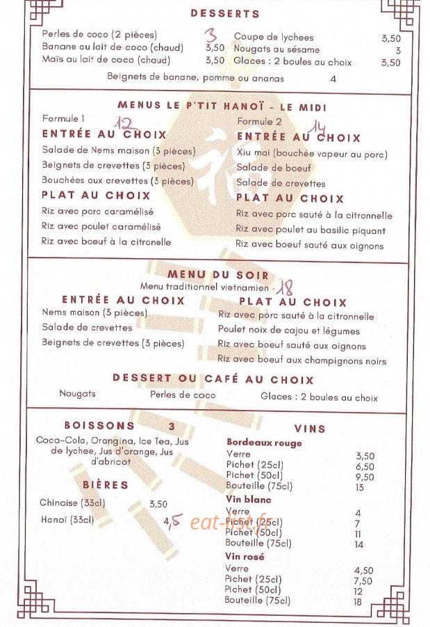 Au P'tit hanoi — carte page 4