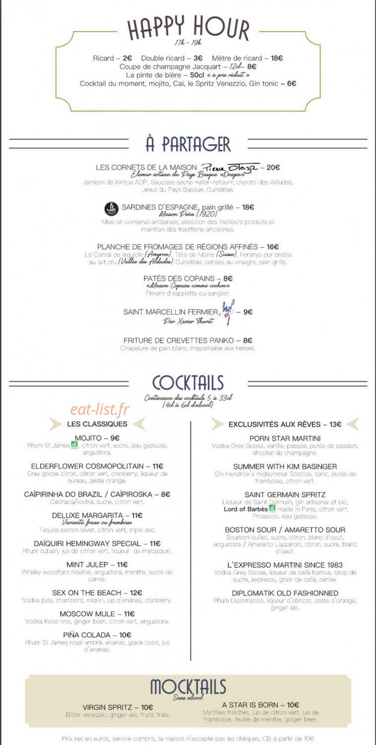 Aux Reves — carte page 2