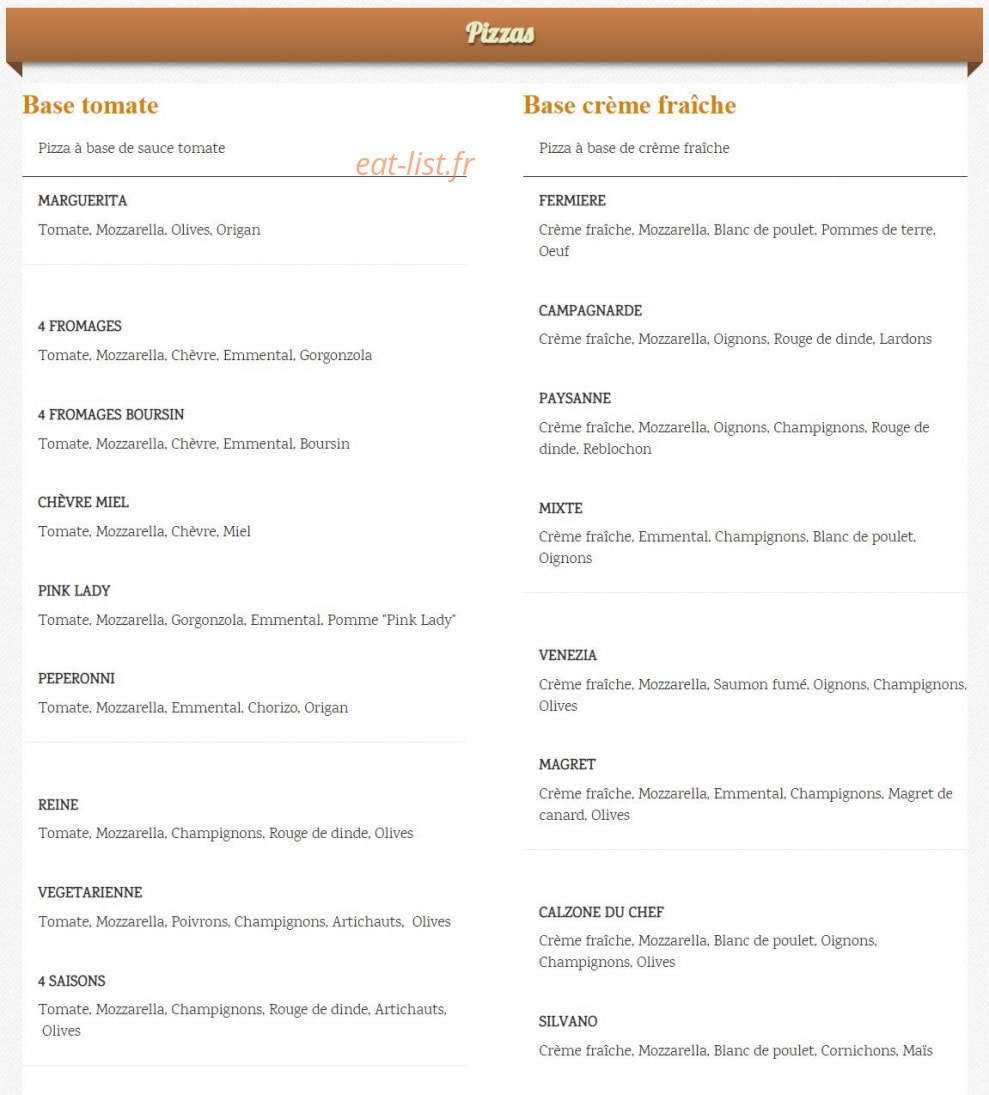 Ay Pizzas — carte page 1