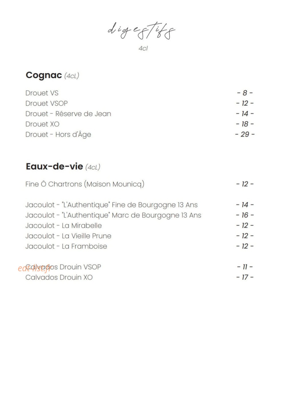 Bacchus Restaurant — carte page 21