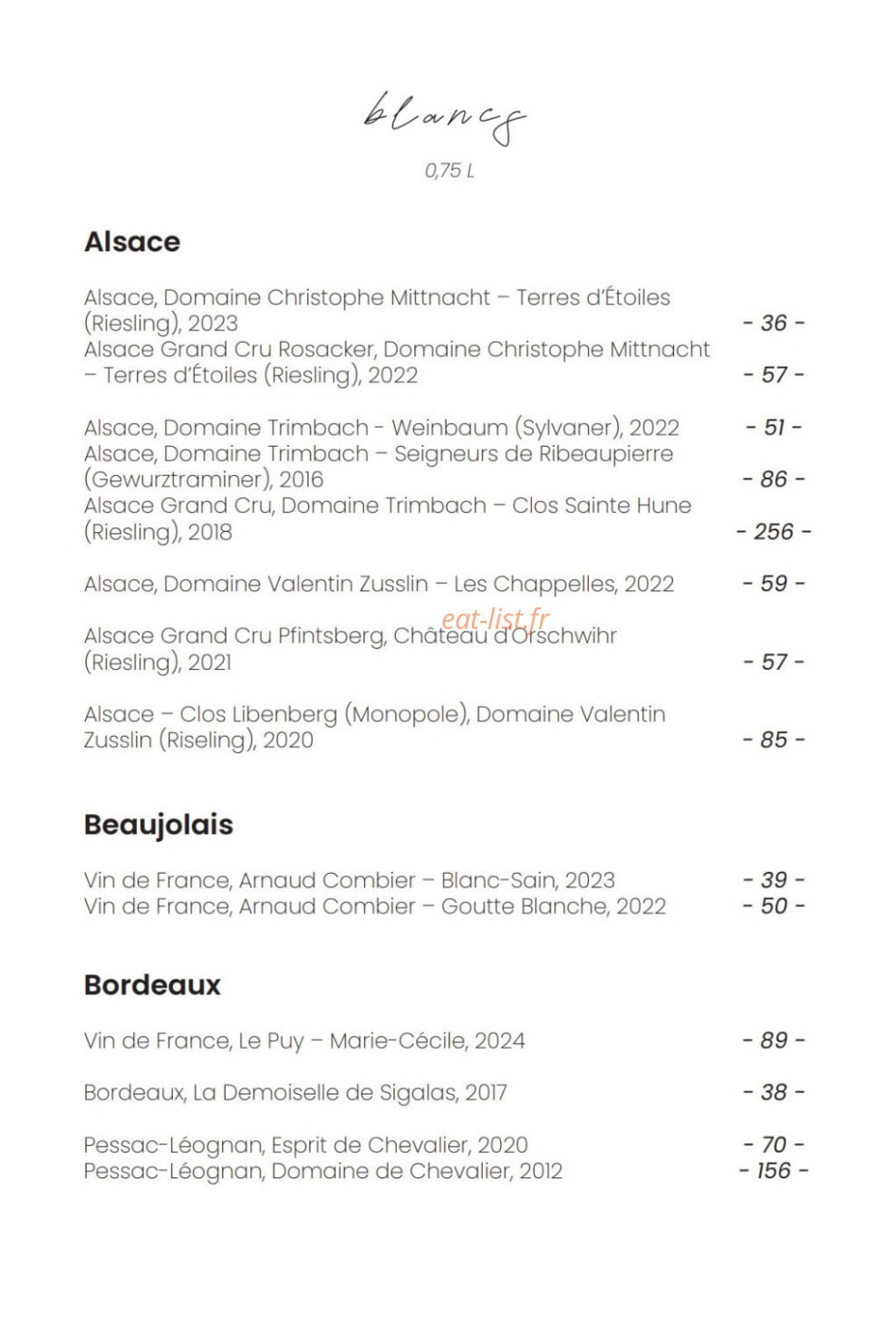Bacchus Restaurant — carte page 9