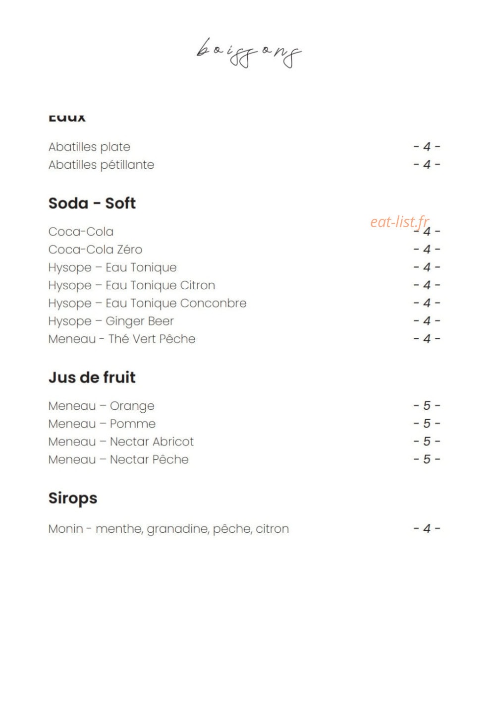 Bacchus Restaurant — carte page 3