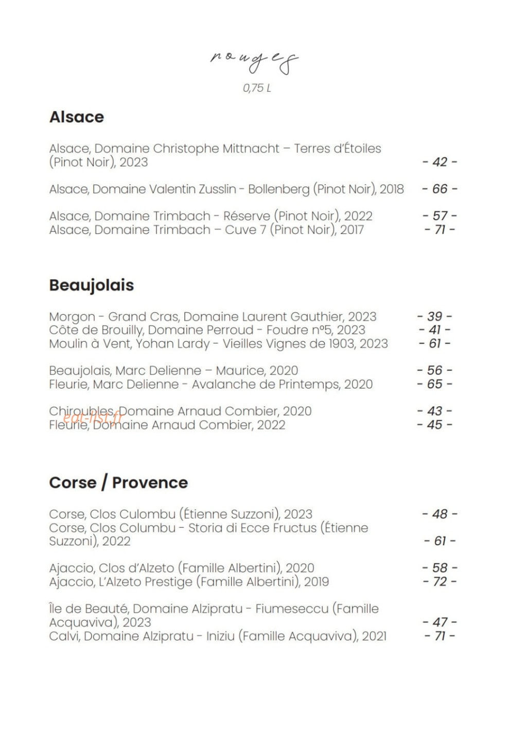Bacchus Restaurant — carte page 13