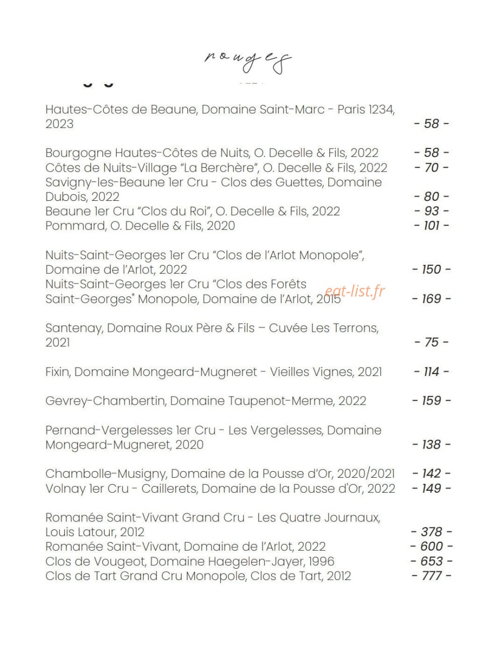 Bacchus Restaurant — carte page 17