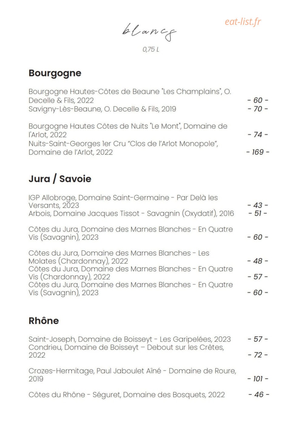 Bacchus Restaurant — carte page 10
