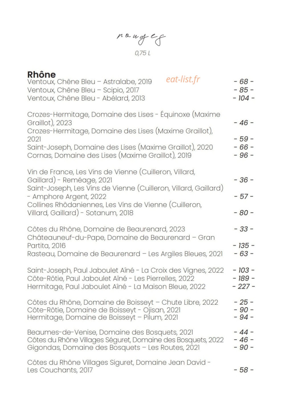 Bacchus Restaurant — carte page 14