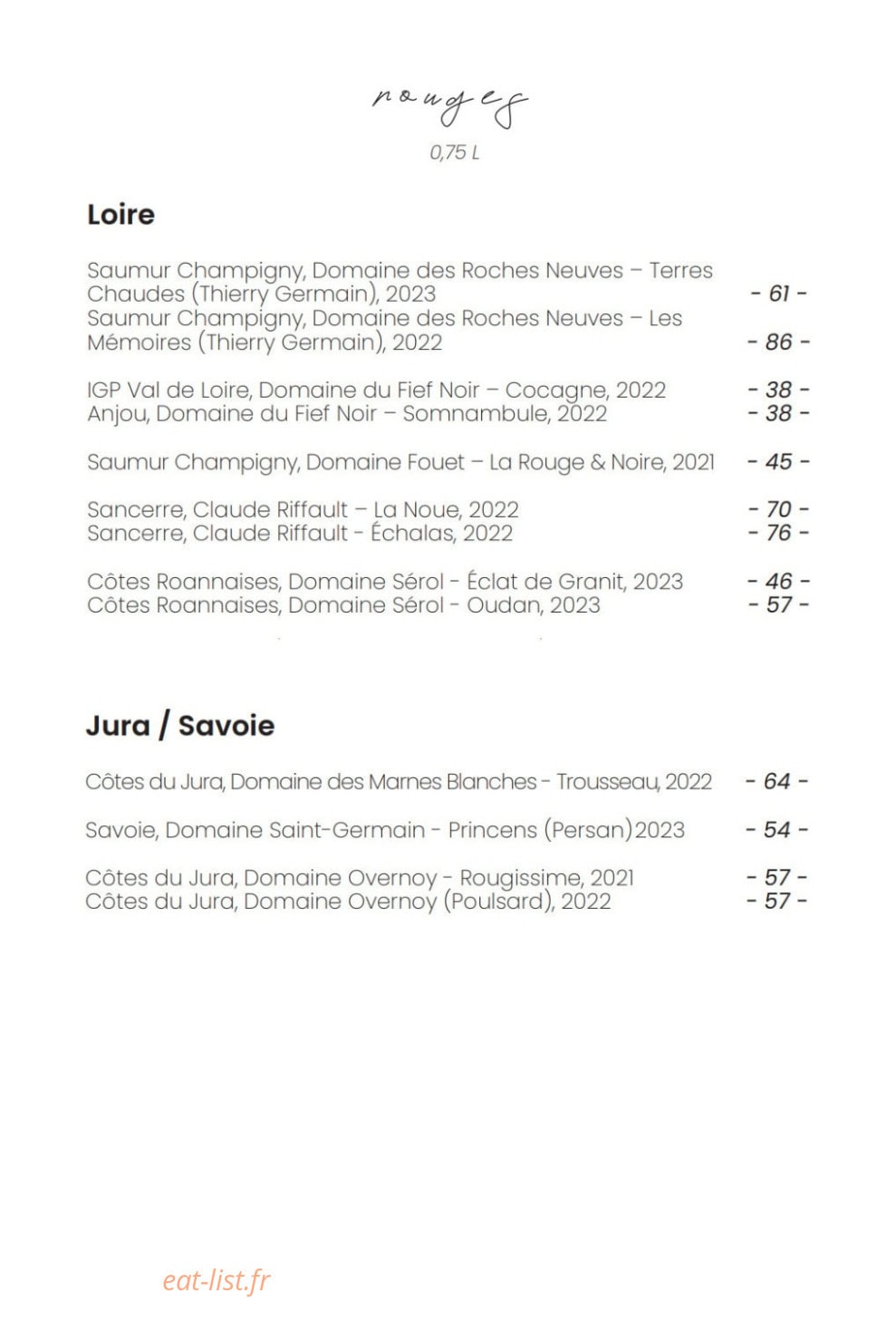 Bacchus Restaurant — carte page 15