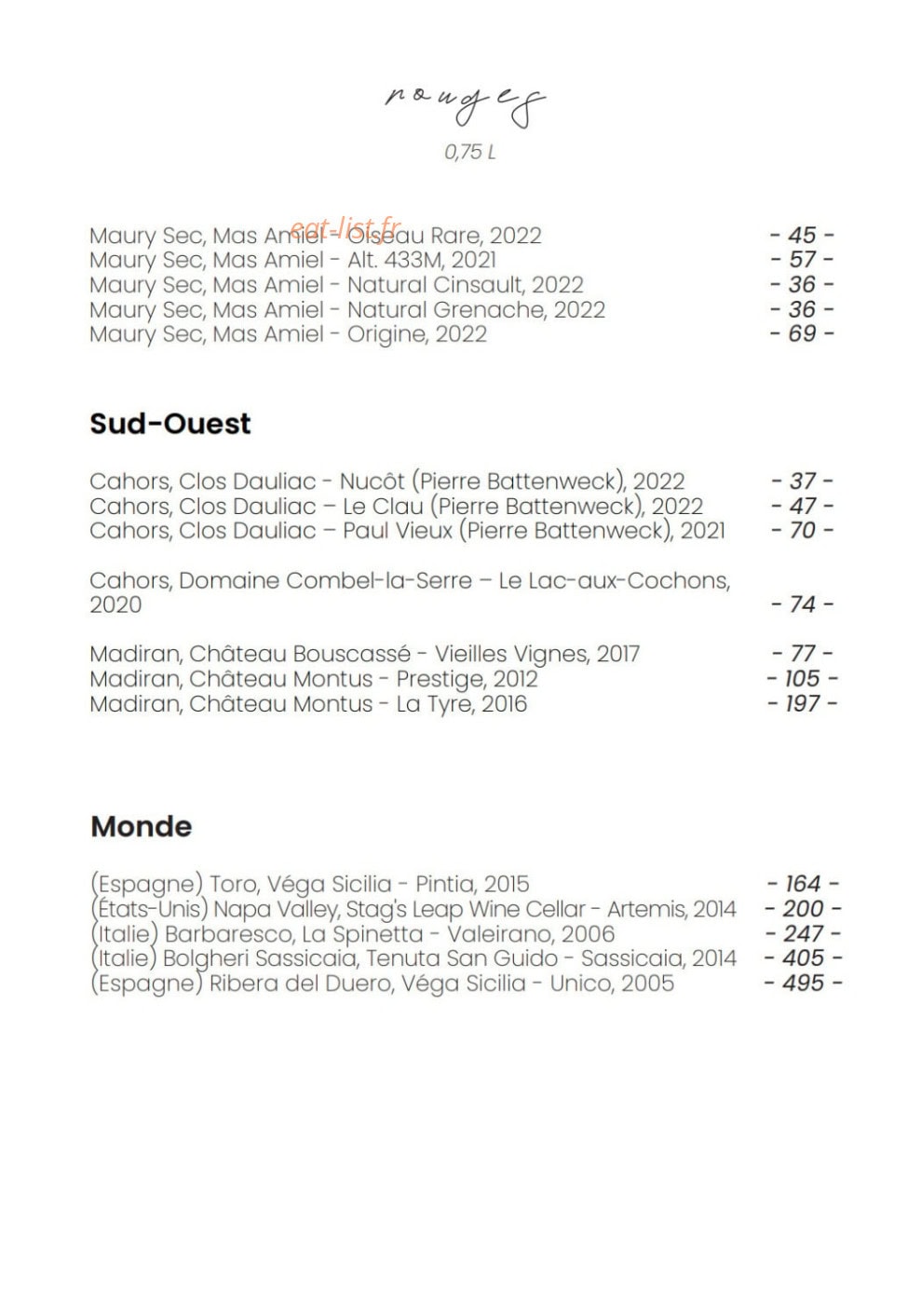 Bacchus Restaurant — carte page 12