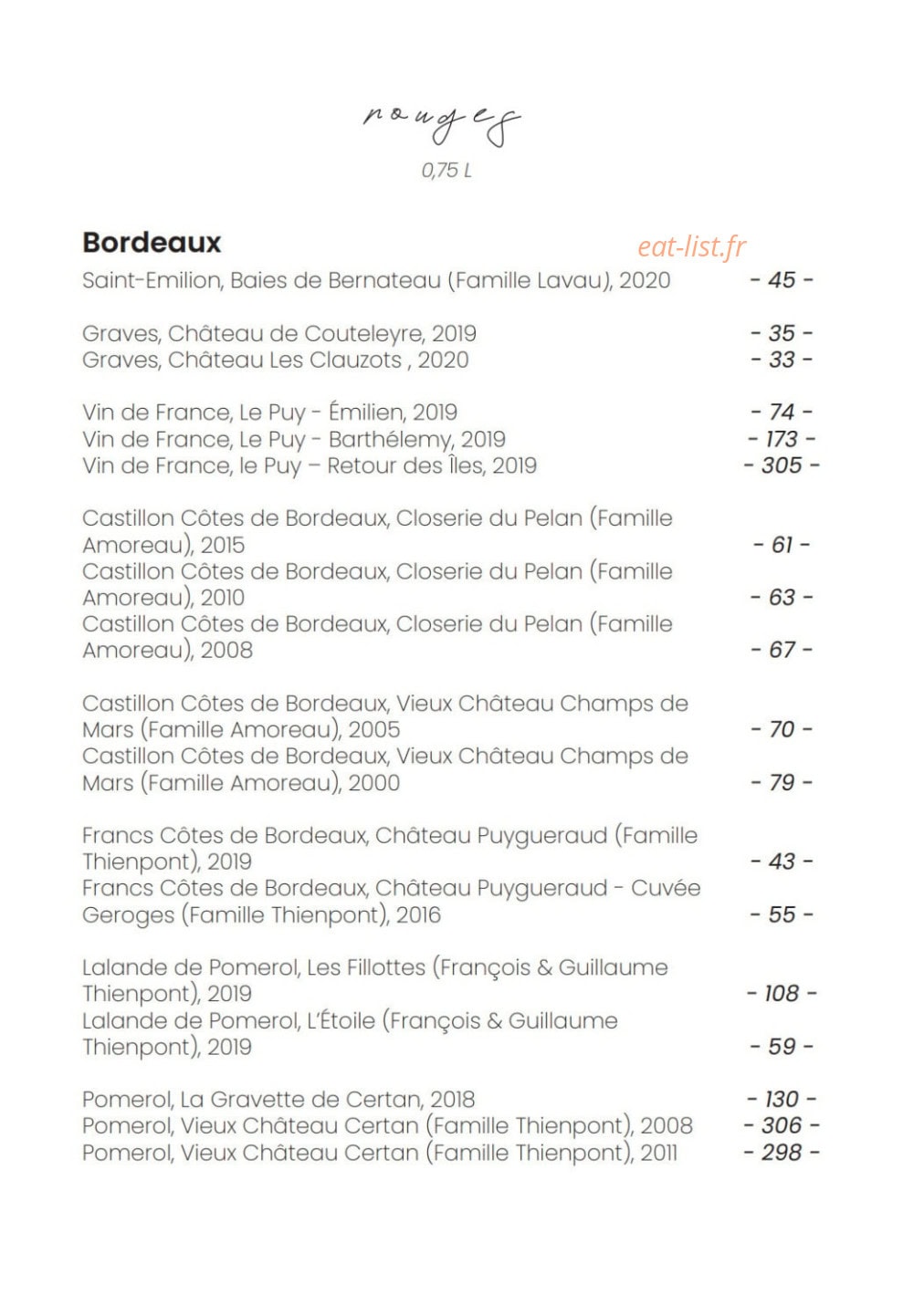Bacchus Restaurant — carte page 11