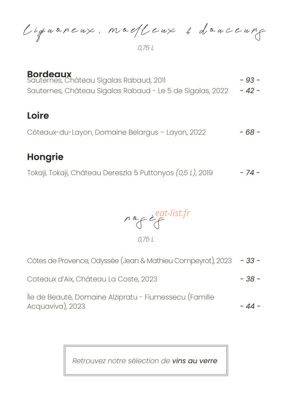 Bacchus Restaurant — carte page 6