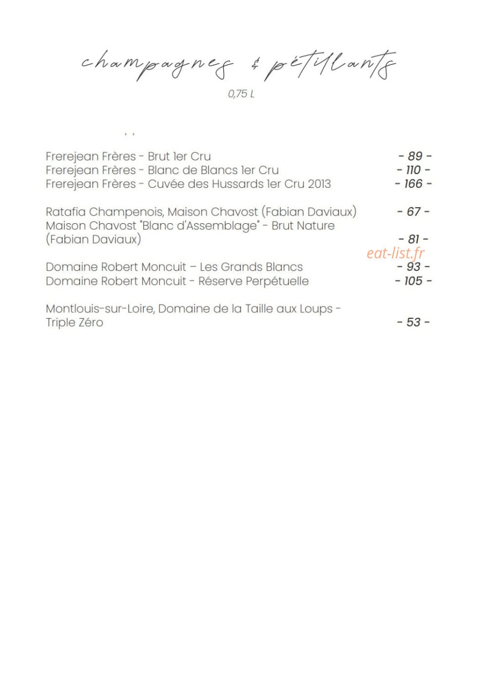 Bacchus Restaurant — carte page 5
