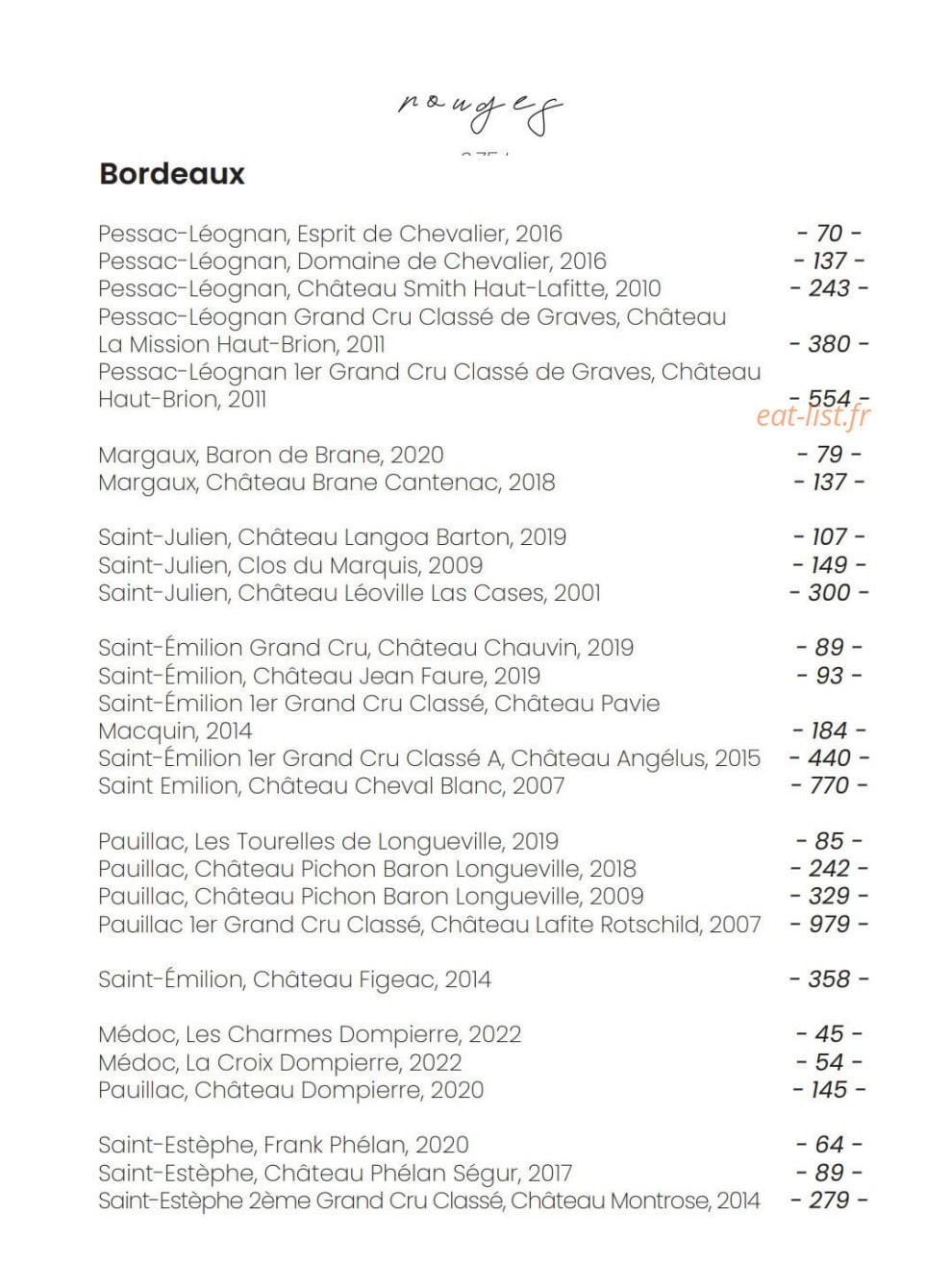 Bacchus Restaurant — carte page 16