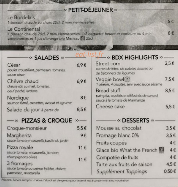 Bdx Café — carte page 2