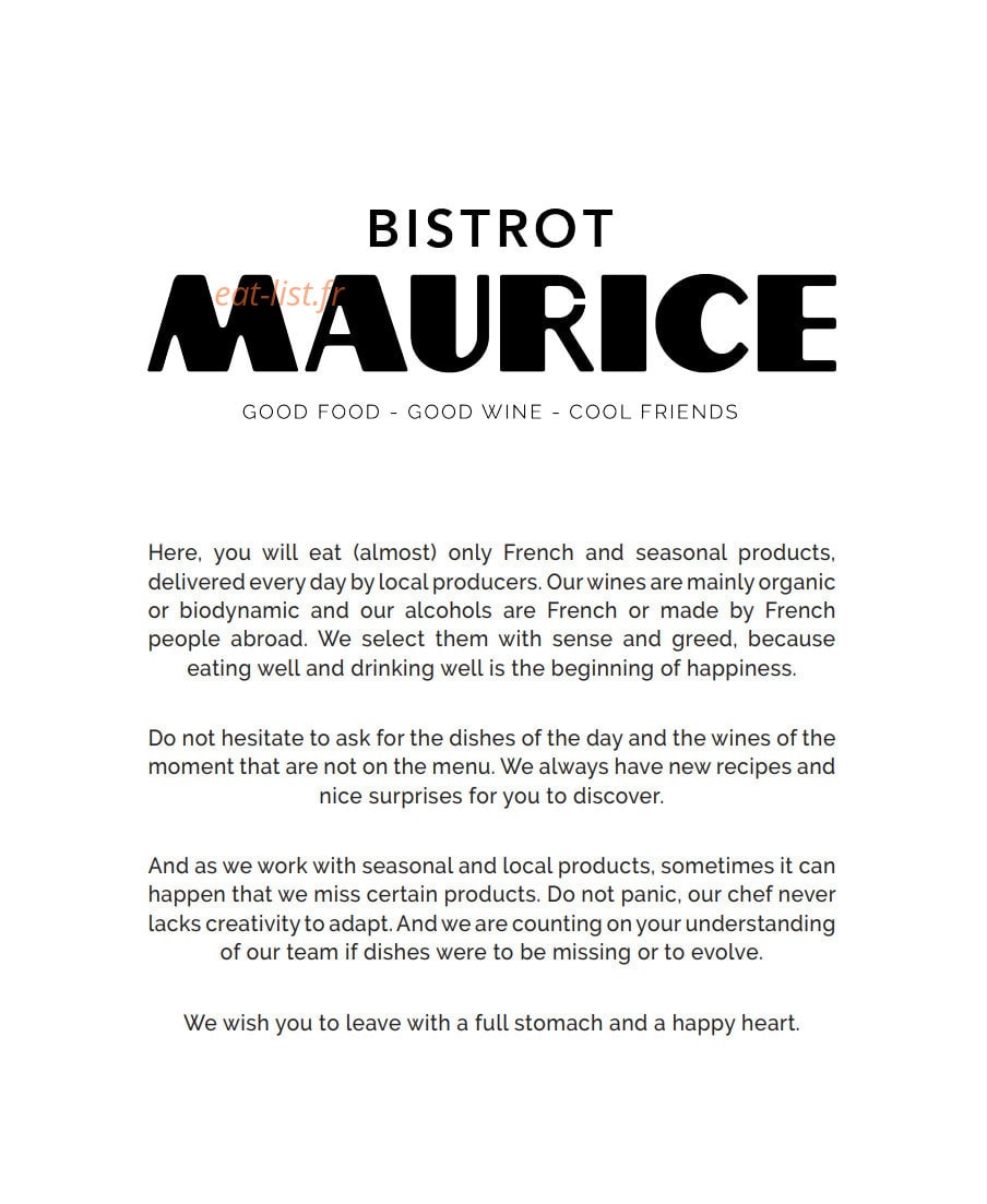 Bistrot Maurice — carte page 9