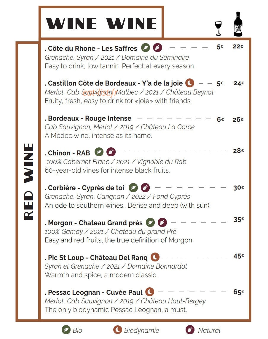 Bistrot Maurice — carte page 14