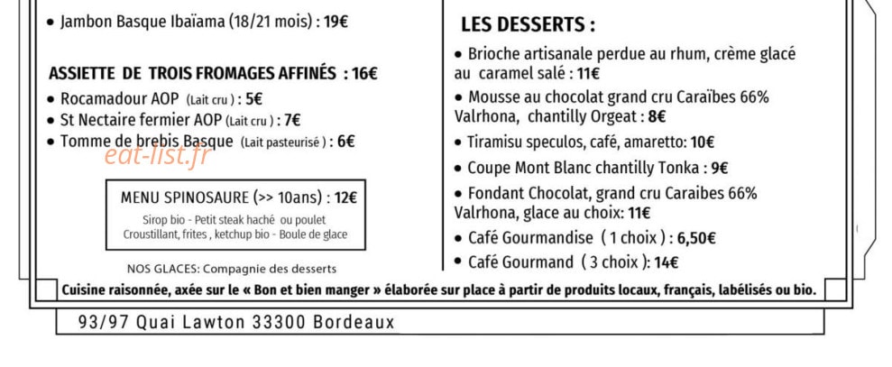 Bistrot Spinoza — carte page 2
