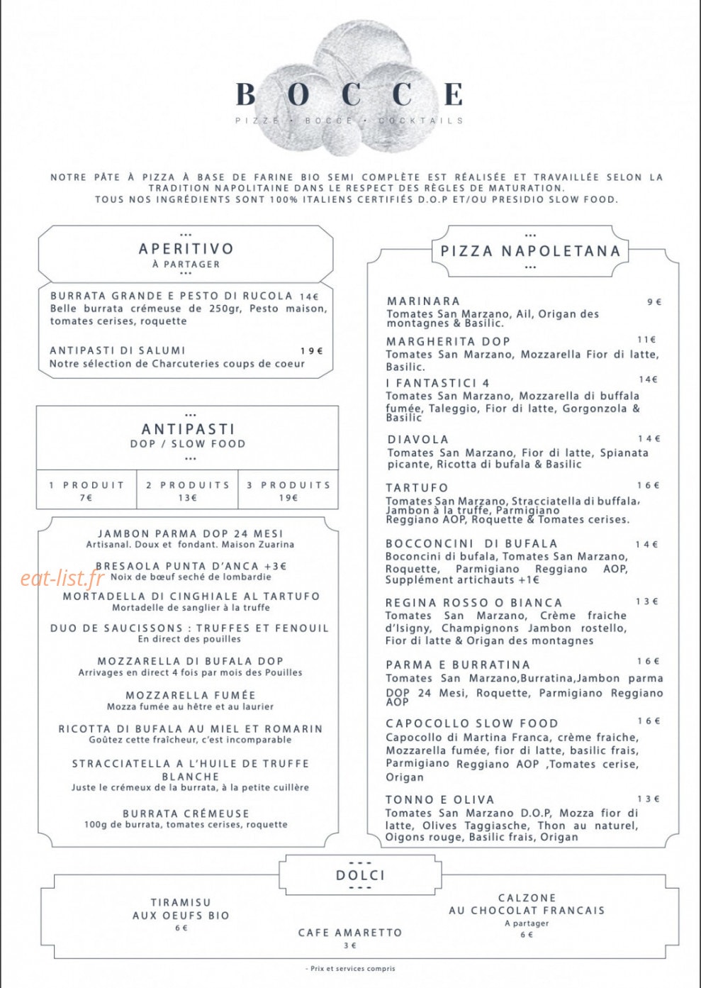 Bocce — carte page 1