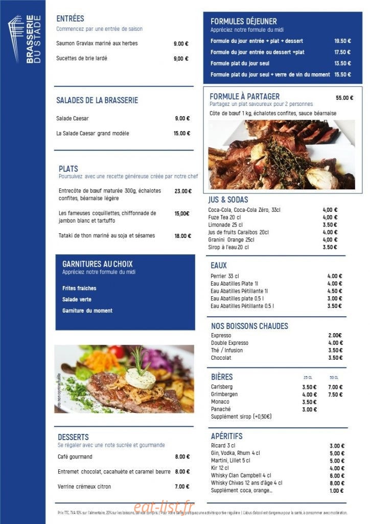 Brasserie du Stade — carte page 1