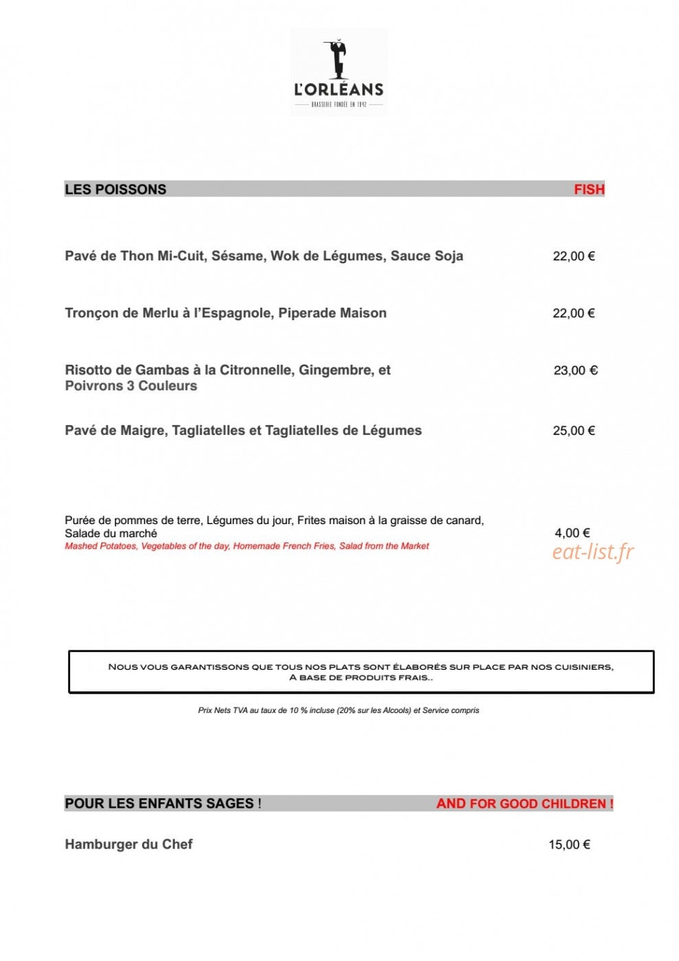 Brasserie l'Orléans — carte page 3