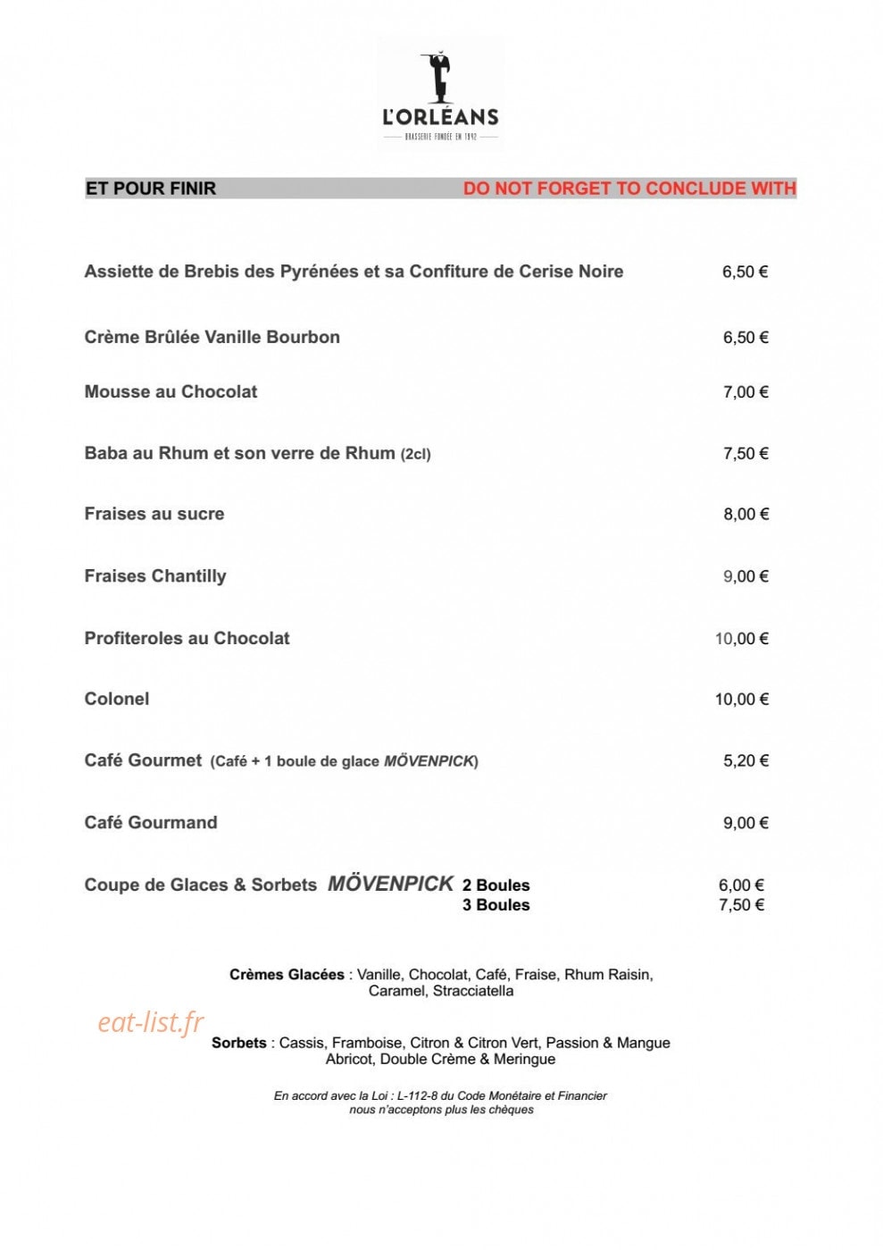 Brasserie l'Orléans — carte page 4