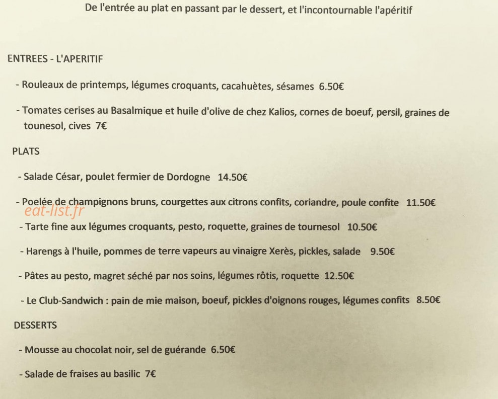 Brasserie Le Foch — carte page 1
