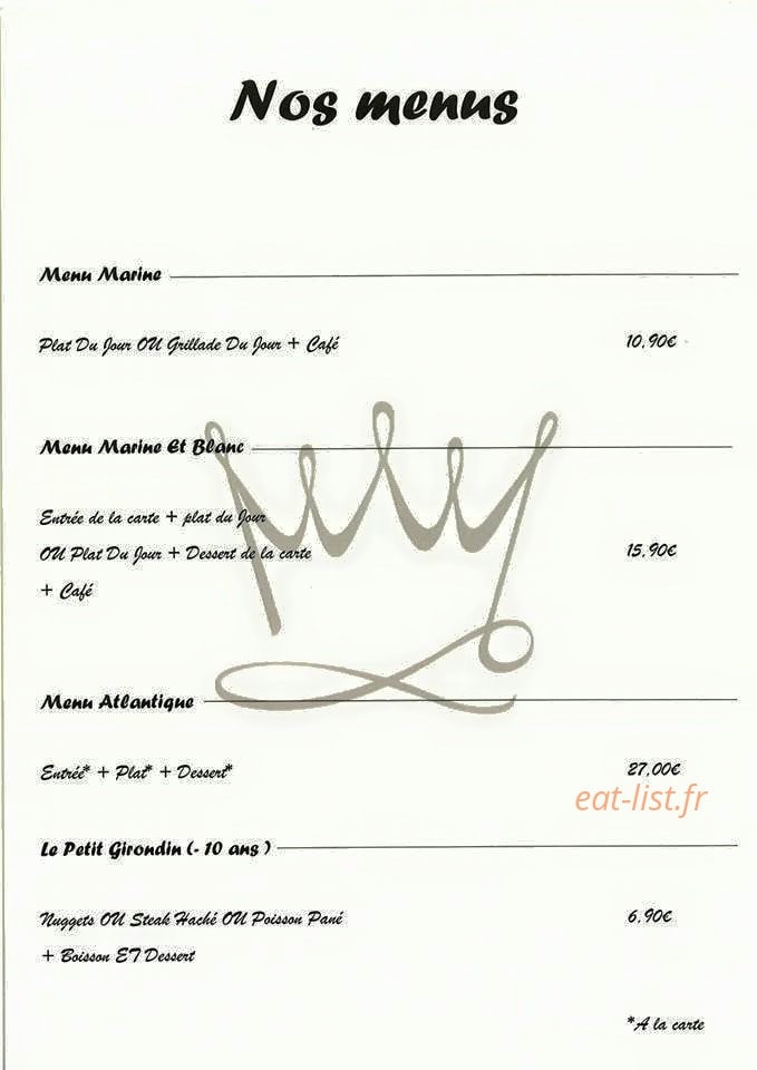 Brasserie Saint Once — carte page 1