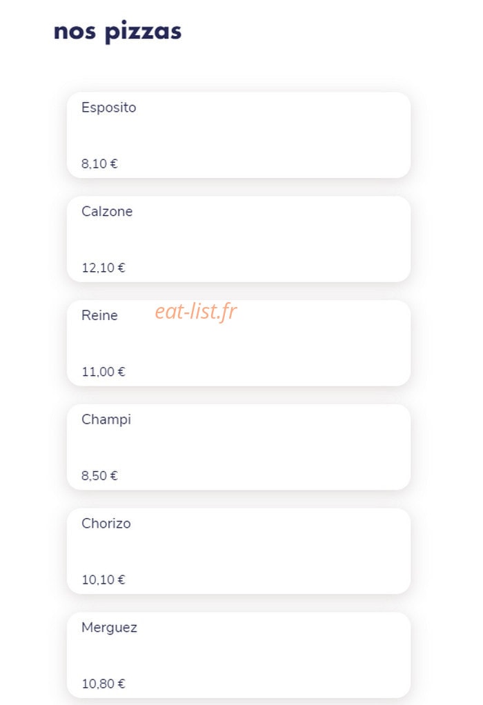 Burdiga Pizza — carte page 1