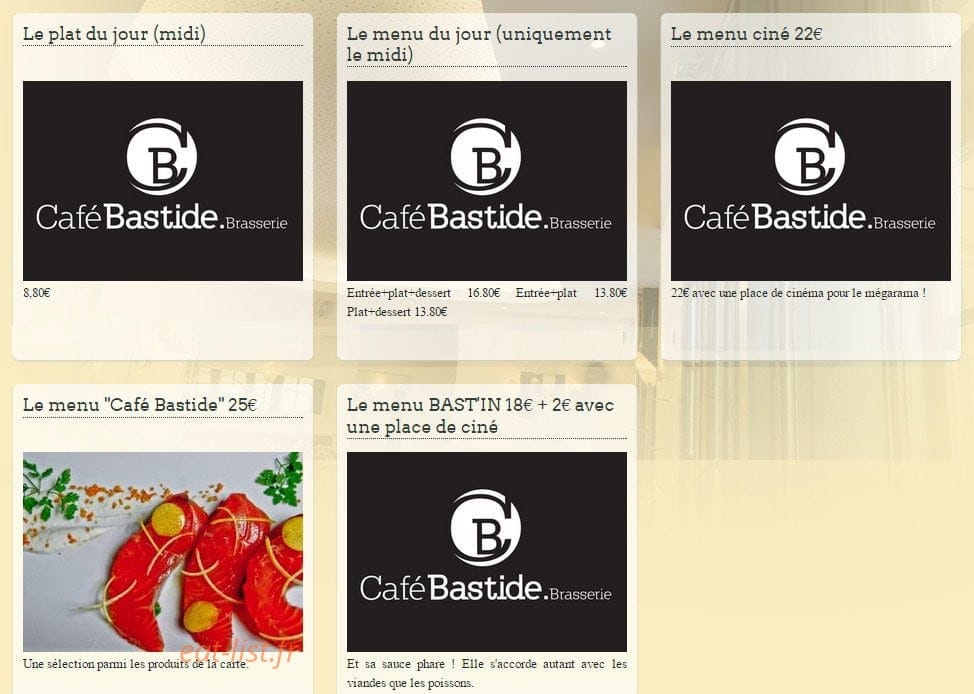 Café Bastide — carte page 2