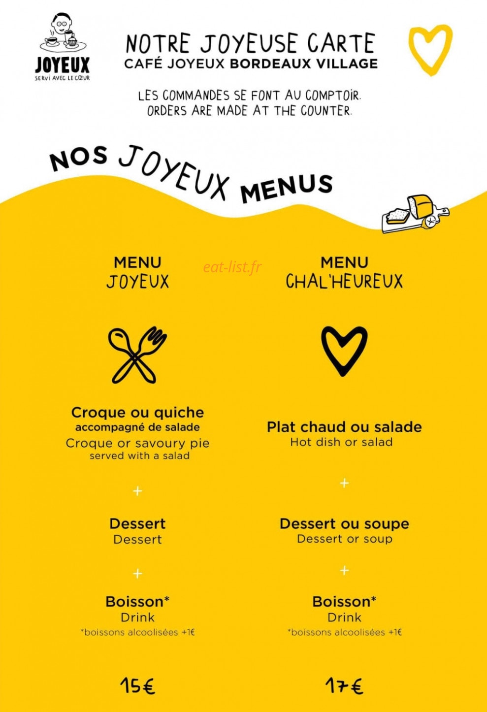 Café Joyeux — carte page 1
