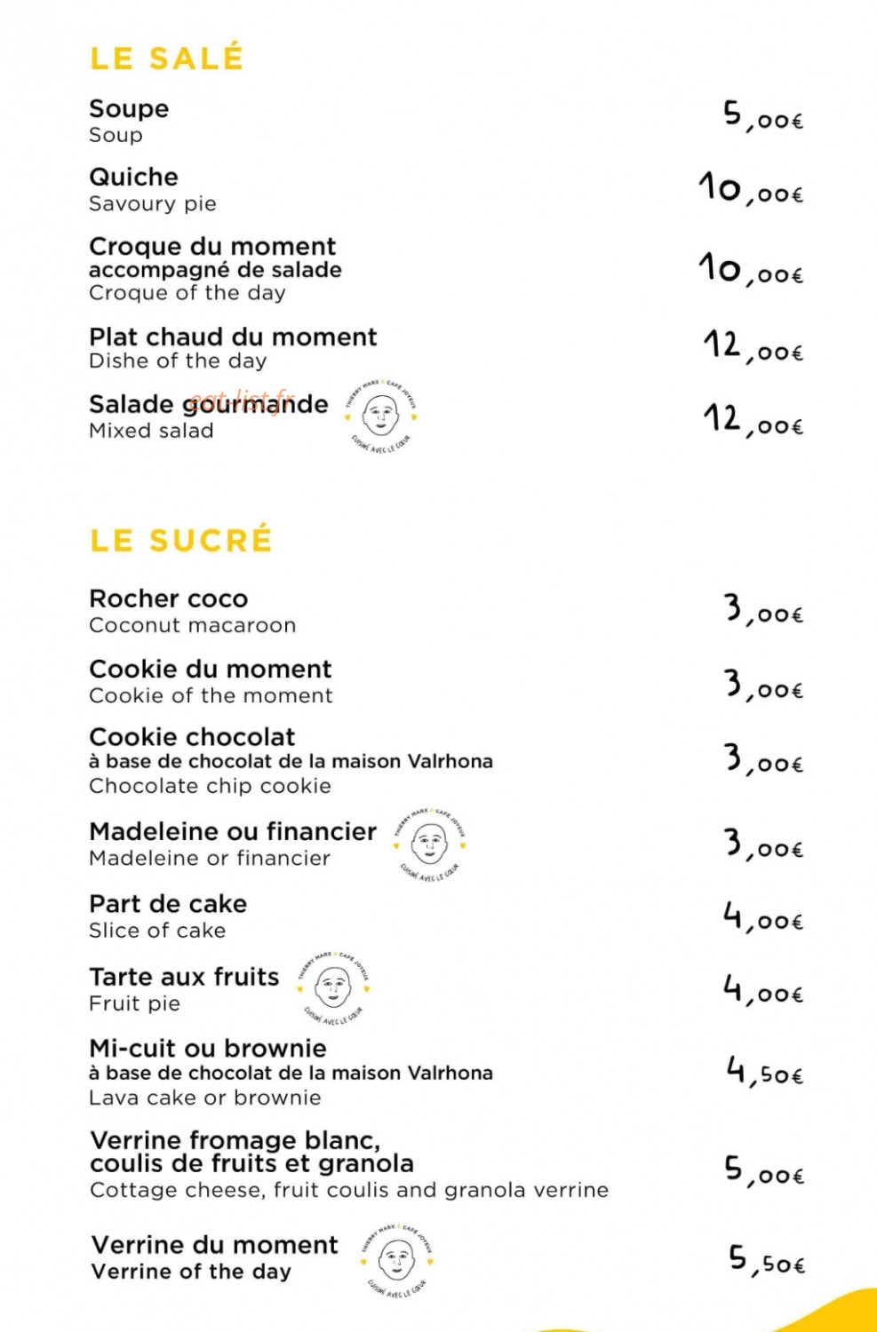 Café Joyeux — carte page 2