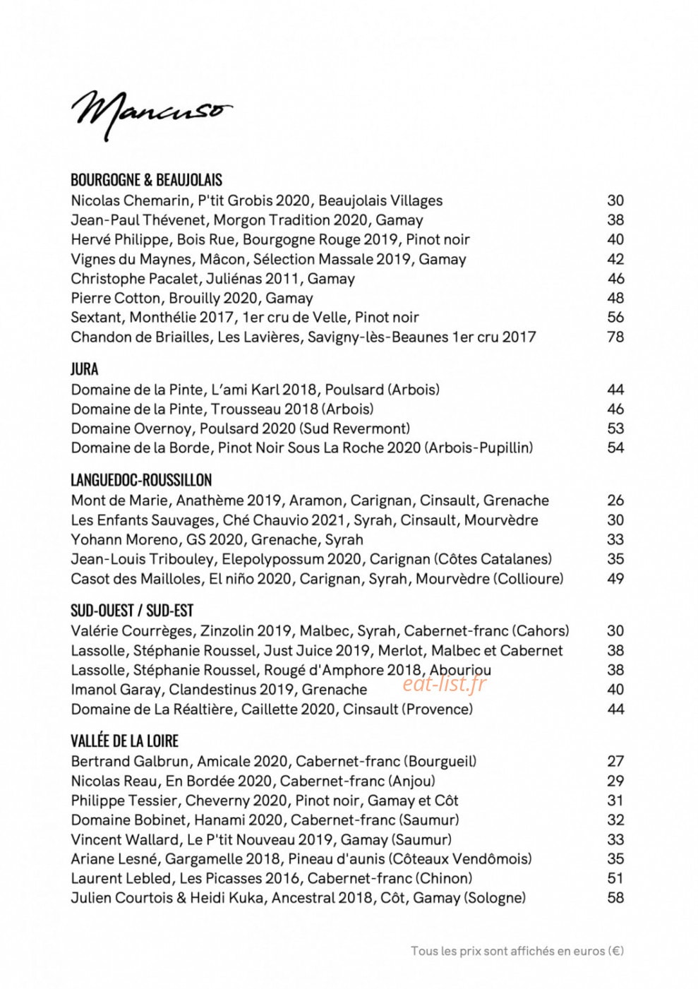 Cafe Mancuso — carte page 8