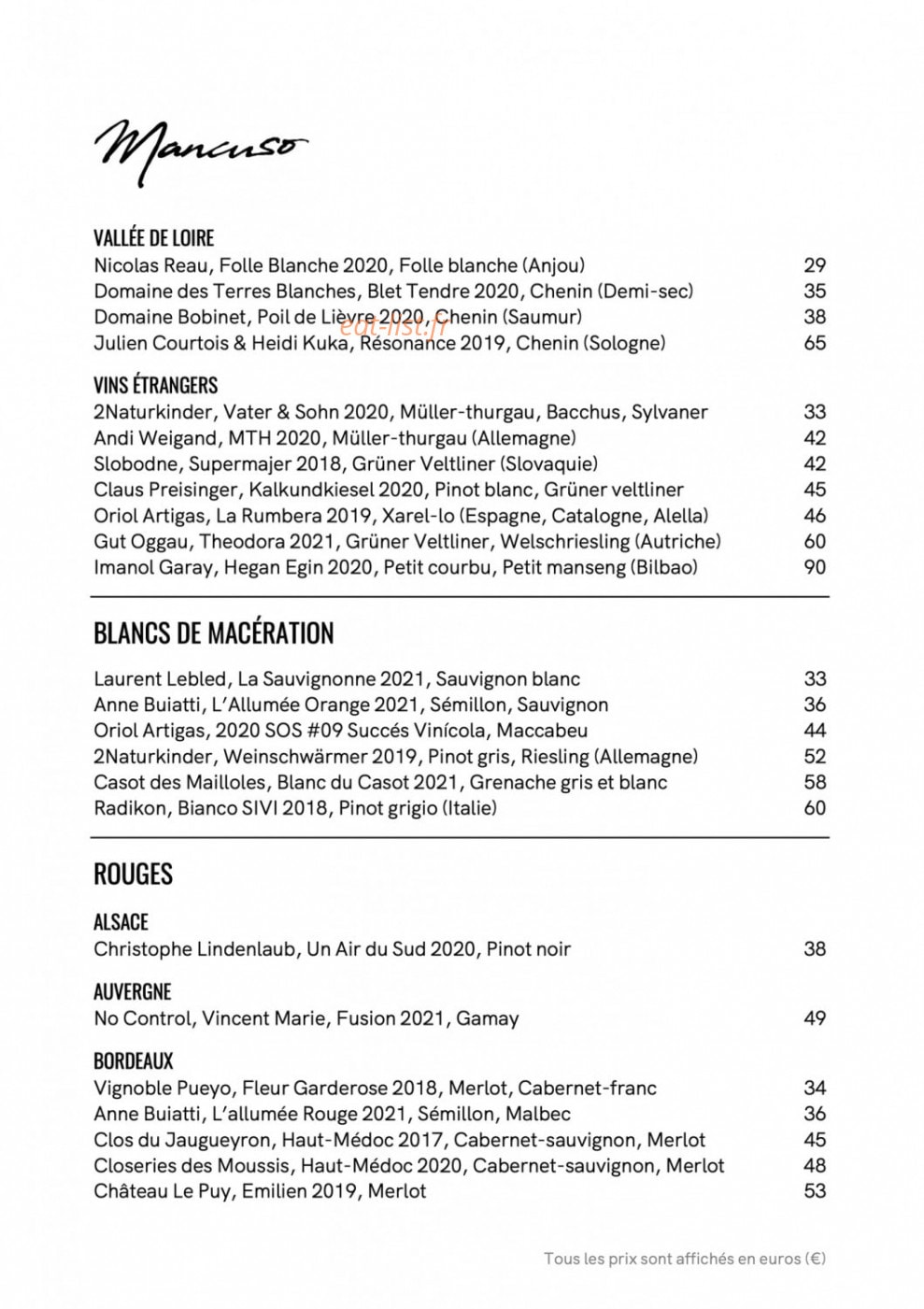 Cafe Mancuso — carte page 7