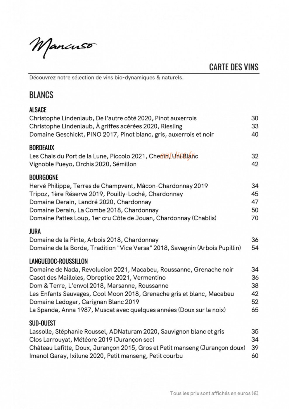 Cafe Mancuso — carte page 6