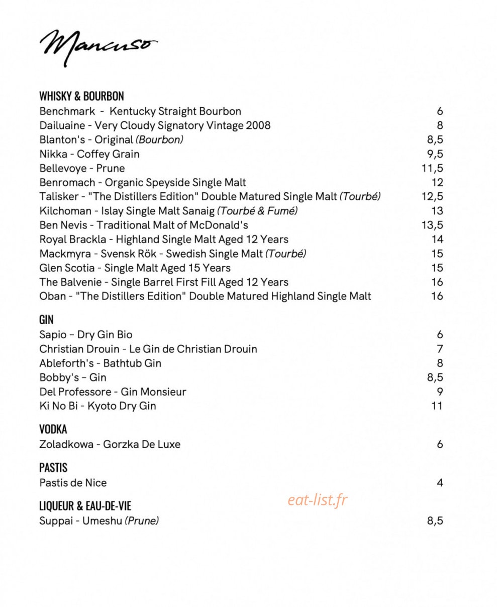 Cafe Mancuso — carte page 3