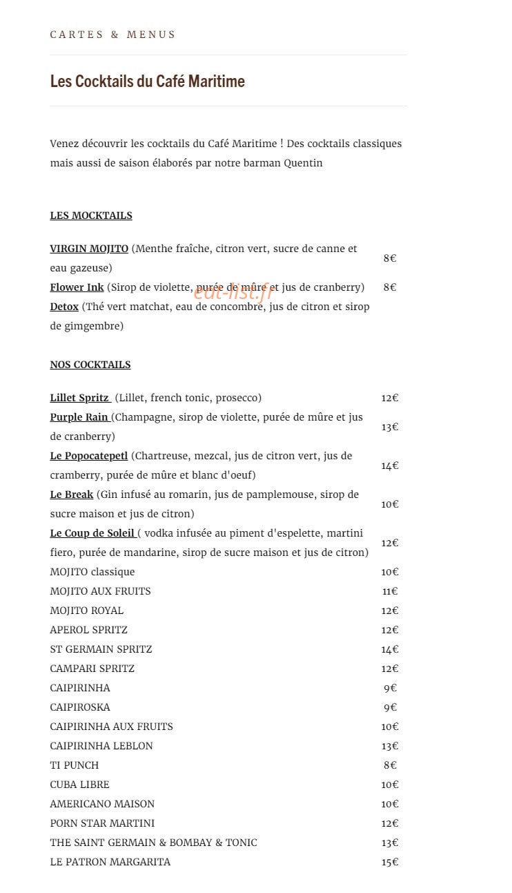 Café Maritime — carte page 6