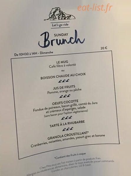 Café Piha — carte page 1
