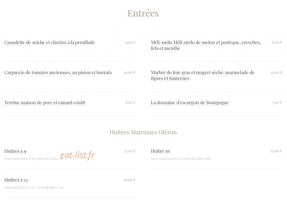 Cajou Caffé — carte page 1
