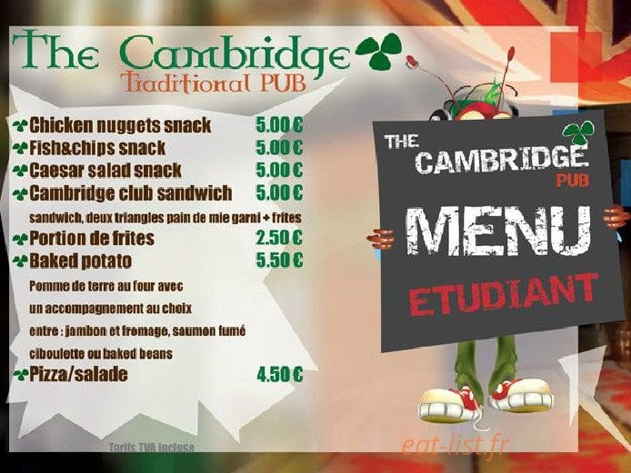 Cambridge Arms Pub — carte page 8