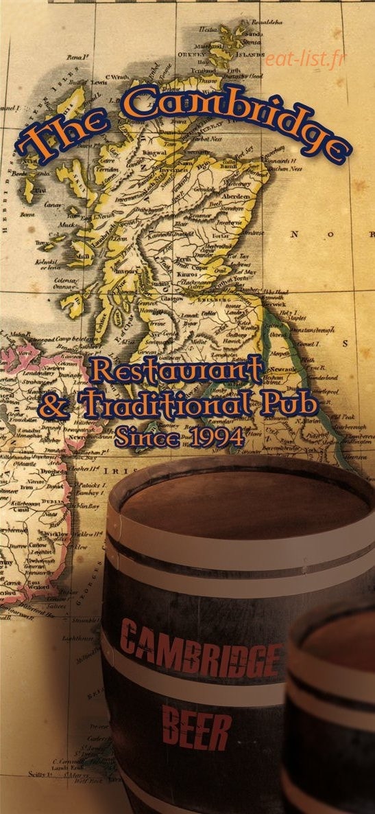 Cambridge Arms Pub — carte page 1