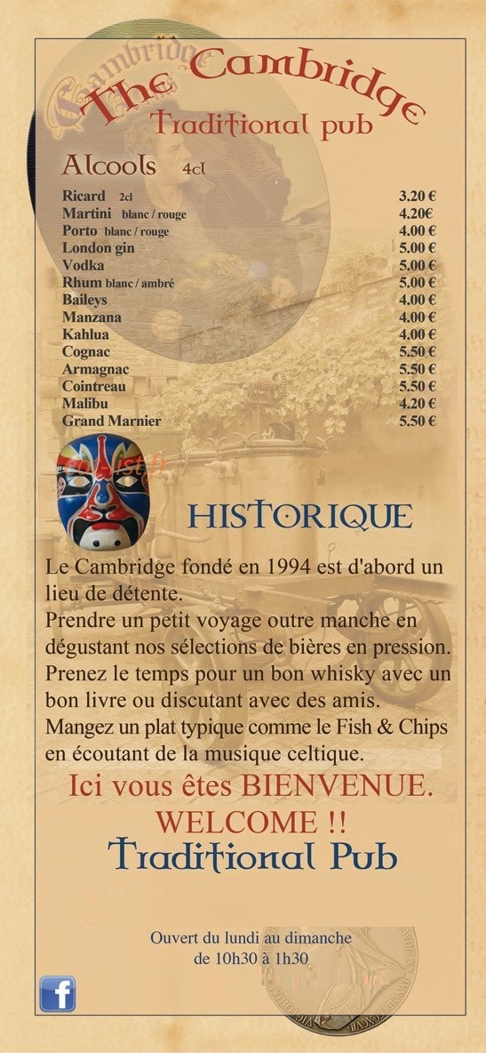 Cambridge Arms Pub — carte page 5