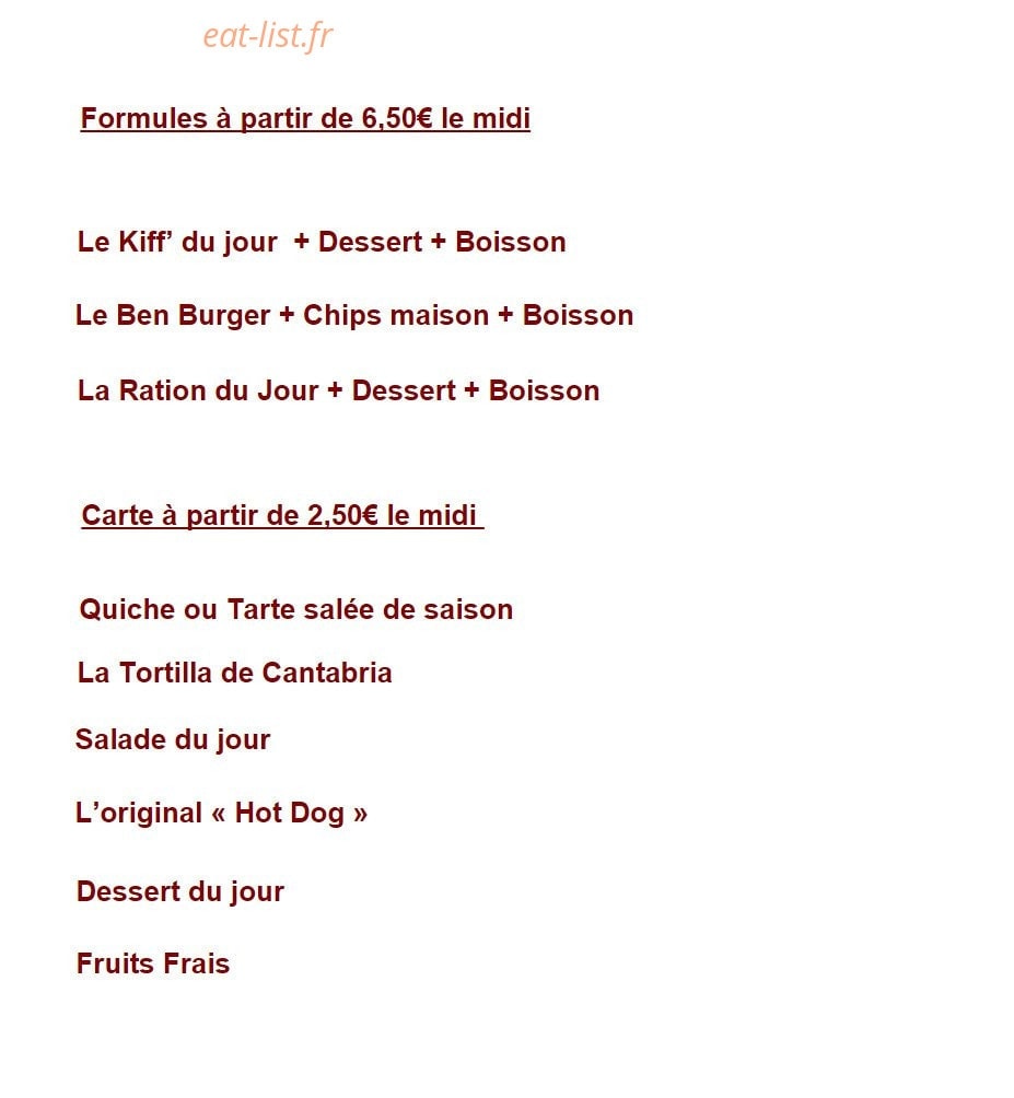 Cantine Gourmande — carte page 1