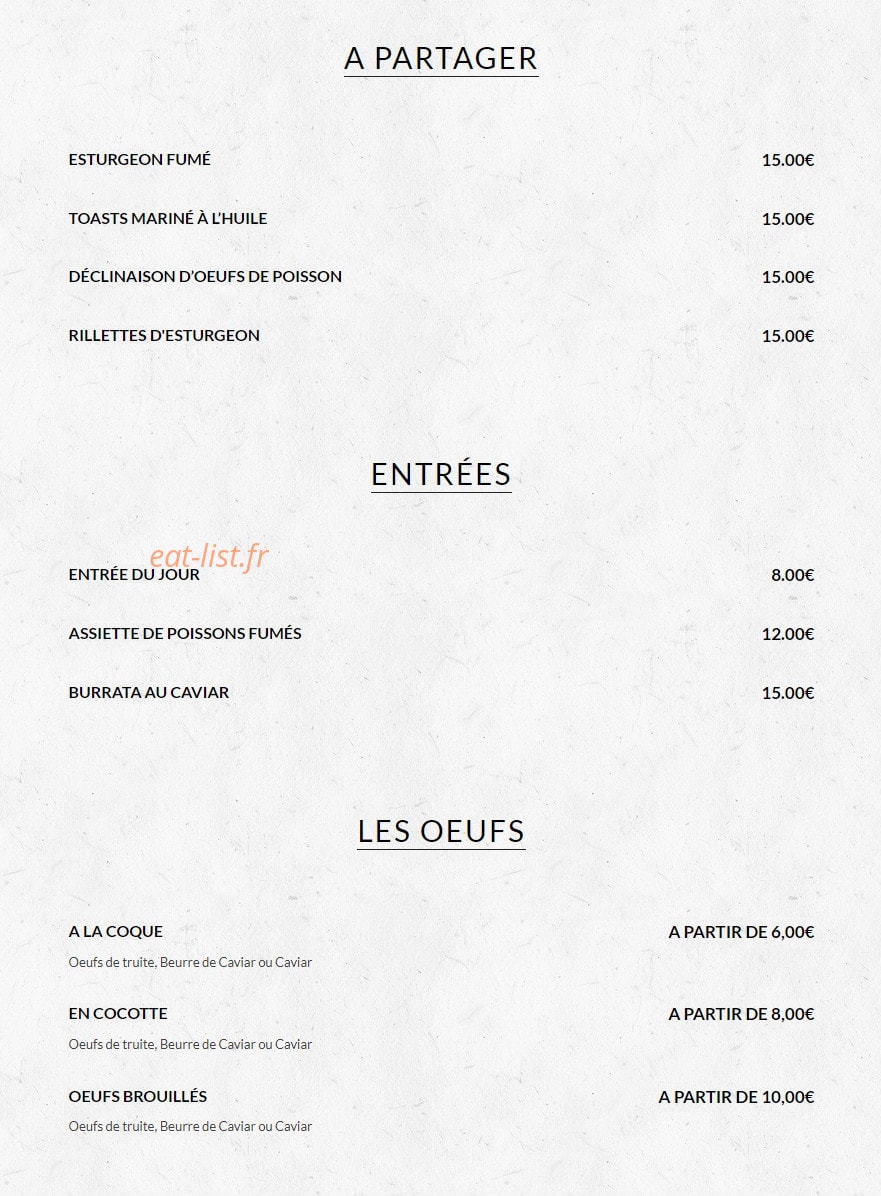 Caviar de Neuvic — carte page 1