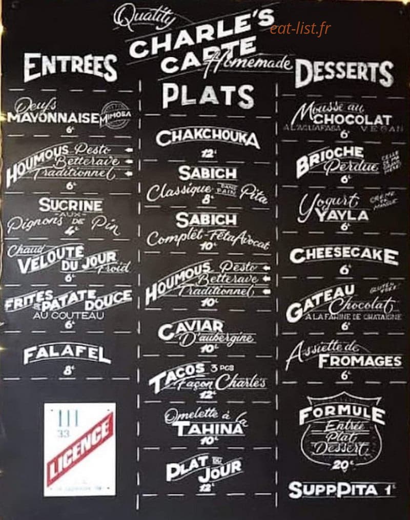 Charle's — carte page 1