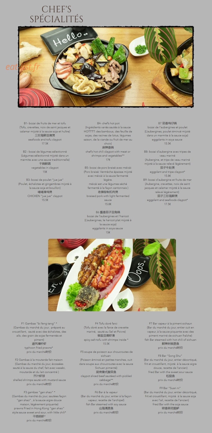 Chef's Concert — carte page 2