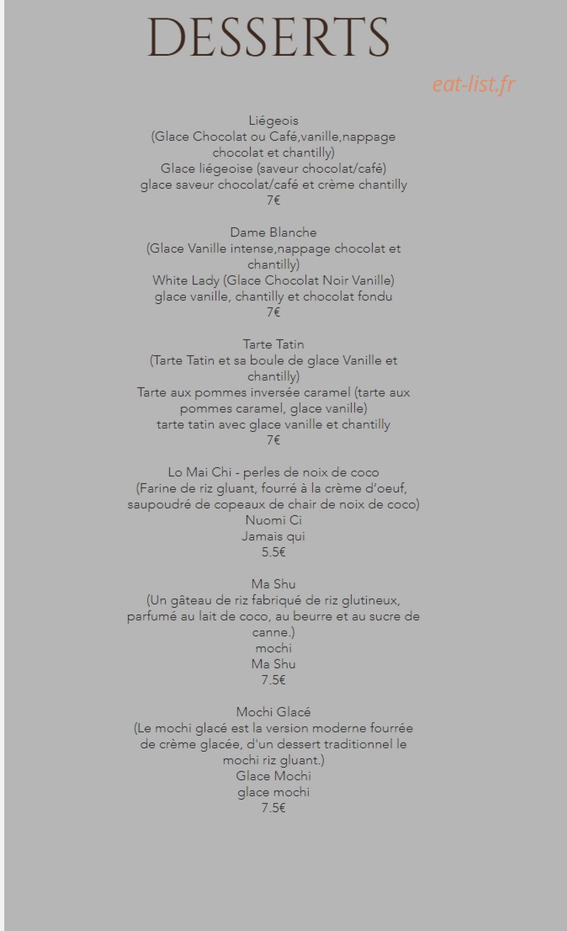 Chef's Concert — carte page 4