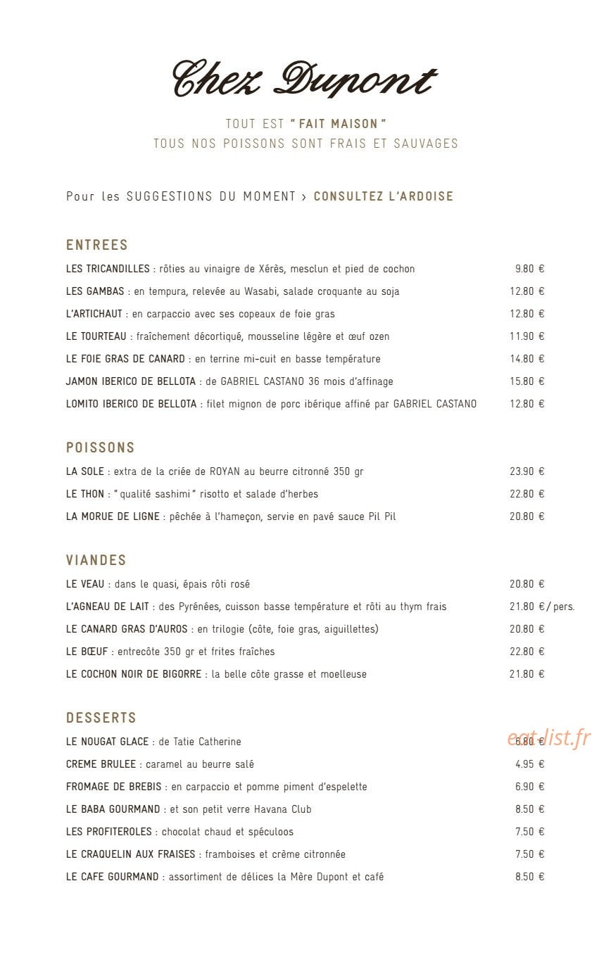Chez Dupont — carte page 3