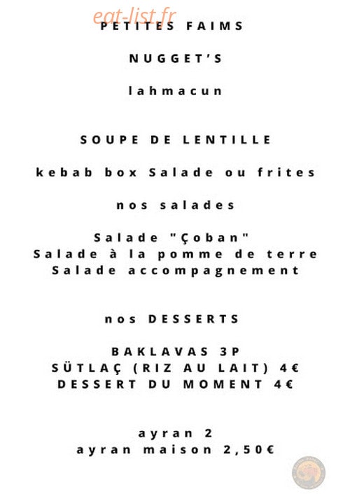 chez Ersin — carte page 1