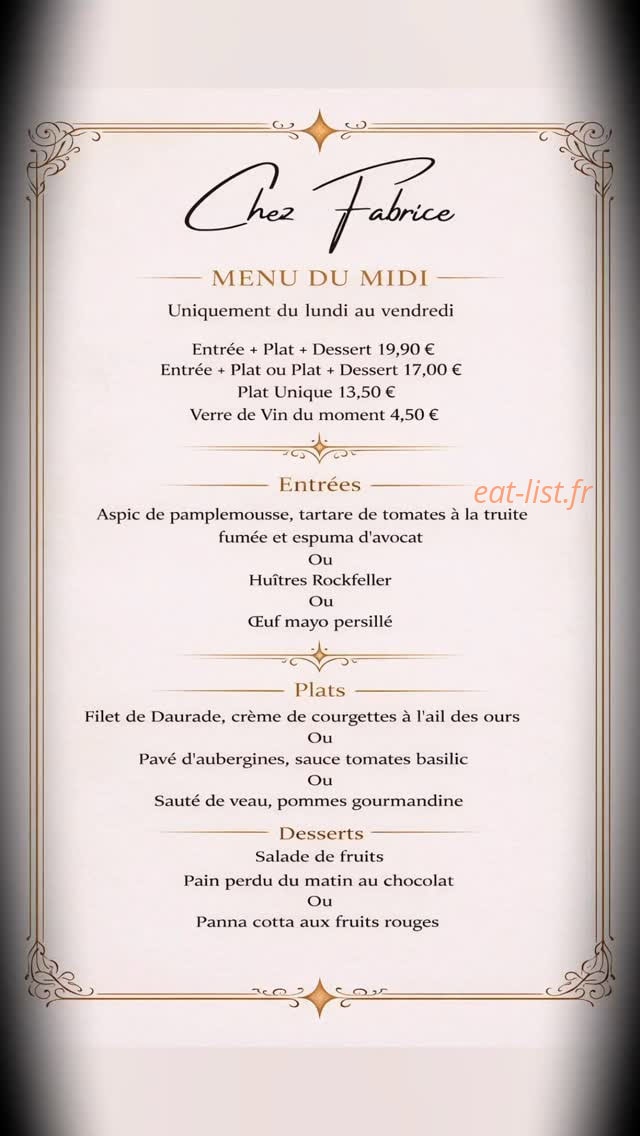 Chez Fabrice — carte page 1