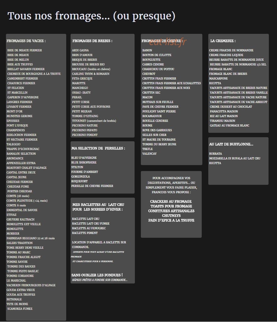 Chez François — carte page 1
